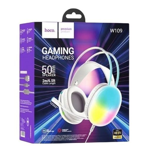 Дротова комп'ютерна гарнітура HOCO W109, білий