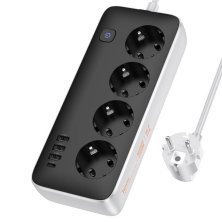 Мережевий подовжувач HOCO AC21 3*USB + Type-C + 4*Socket 3 метри, чорний