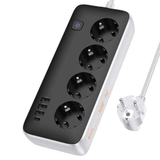 Мережевий подовжувач HOCO AC21 3*USB + Type-C + 4*Socket 3 метри, чорний