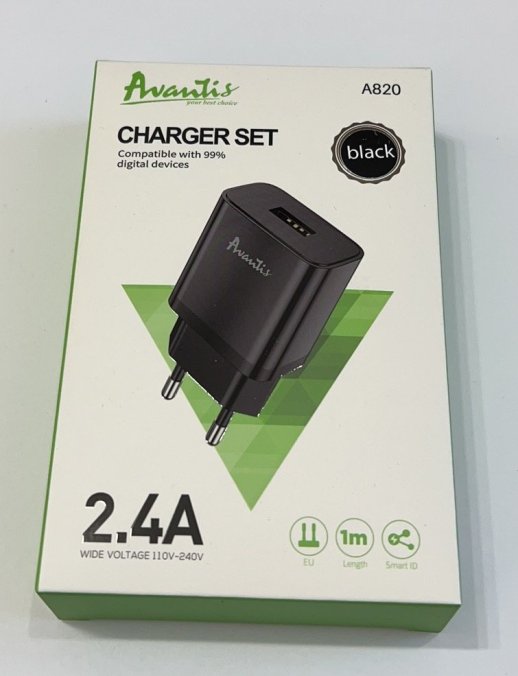 Мережевий Зарядний Пристрій Avantis A820 1USB Black