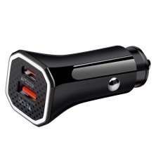 Автомобільний зарядний пристрій MEGA SQUARE 1 USB QC 3.0 + 1 TYPE-C PD 38W без упаковки