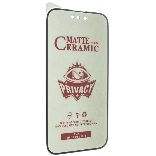 CERAMICS FILM PRIVACY МАТОВЕ APPLE iPhone 14 PRO | 15 | 16 ЧОРНИЙ