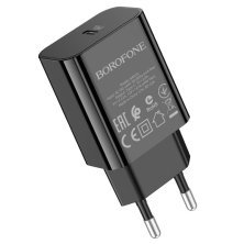 Мережевий зарядний пристрій BOROFONE BA65A Type-C PD 20W, чорний
