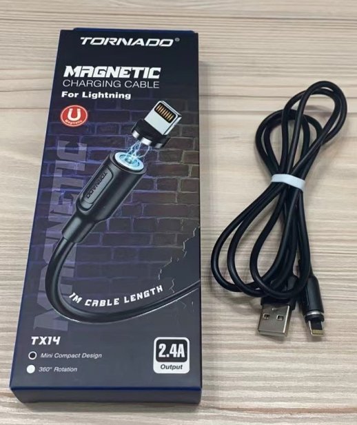 USB Cable TORNADO TX14 Magnetic Lightning 2.4A/1m Black