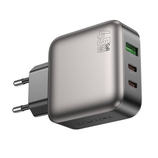 Мережевий зарядний пристрій BOROFONE BAS56A 2 TYPE-C PD 45W + USB QC3.0, чорний