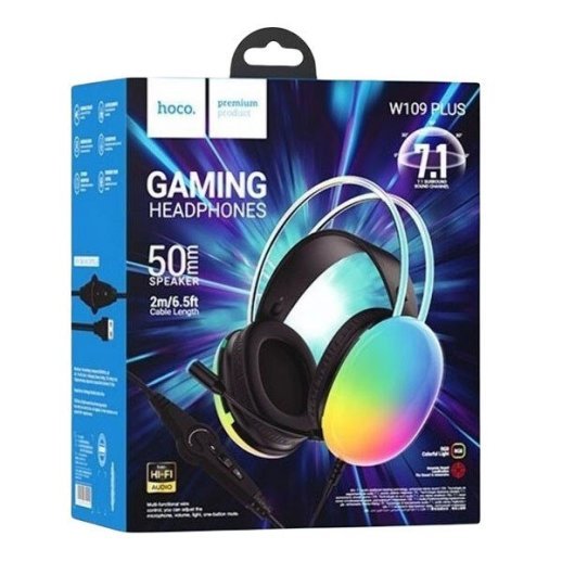 Дротова комп'ютерна гарнітура HOCO W109 PLUS, чорно-білий