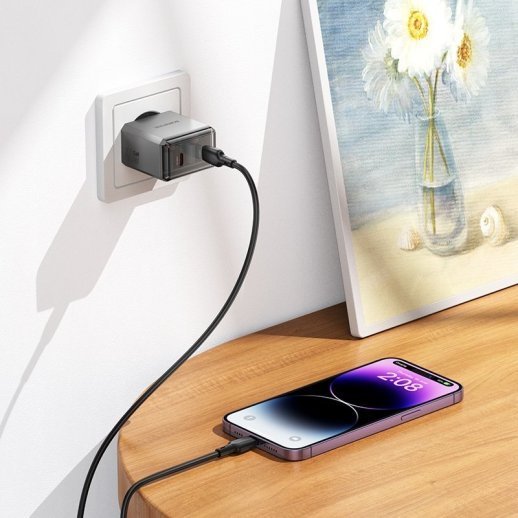 Мережевий зарядний пристрій BOROFONE BN21 Lena PD 40W (2×USB-C) + кабель Type-C - Lightning (iP), EU