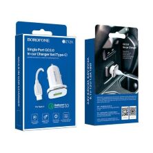 Автомобільний зарядний пристрій BOROFONE BZ12A single port QC3.0 + кабель USB - Type-C білий