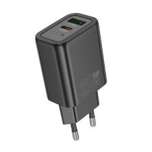 Мережевий зарядний пристрій HOCO N61 Gentle TYPE-C PD 20W + USB QC 3.0, чорний
