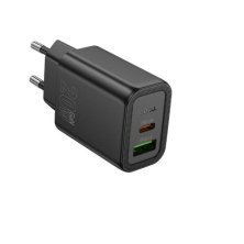 Мережевий зарядний пристрій HOCO N61 Gentle TYPE-C PD 20W + USB QC 3.0, чорний