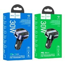 FM трансмітер HOCO E70 Bluetooth з швидкою зарядкою USB-C PD 30W + 1USB QC3.0 18W + 1USB FLASH з гучним зв'язком, magic night