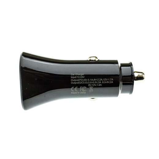Автомобільний зарядний пристрій MEGA TRIANGLE 1 USB QC 3.0 + 1 TYPE-C PD 38W без упаковки
