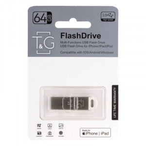 USB + Lightning Flash Drive T&G TG008 64GB USB 3.0 Стальной