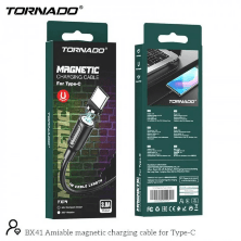 USB Cable TORNADO TX14 Magnetic Type-C 3A/1m Black