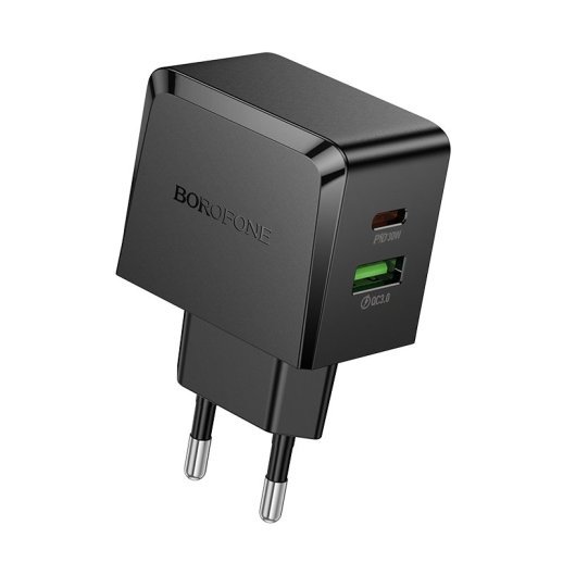 Мережевий зарядний пристрій BOROFONE BAS61A TYPE-C PD 30W + USB QC3.0, чорний