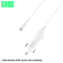Автомобільний зарядний пристрій DENMEN DZ06T 3.1A 2USB PORT + CABLE USB Type-C