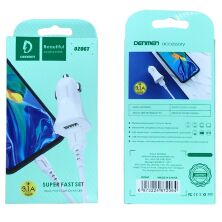 Автомобільний зарядний пристрій DENMEN DZ06T 3.1A 2USB PORT + CABLE USB Type-C