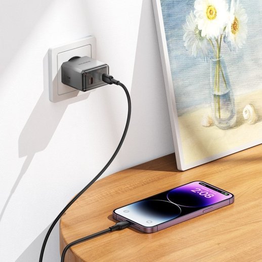 Мережевий зарядний пристрій BOROFONE BN21 Lena PD 40W (2×USB-C) + кабель Type-C - Type-C, EU