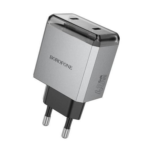 Мережевий зарядний пристрій BOROFONE BN21 Lena PD 40W (2×USB-C) + кабель Type-C - Type-C, EU