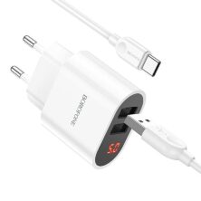 Мережевий зарядний пристрій BOROFONE BA63A Single port + кабель USB - Type-C