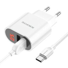 Мережевий зарядний пристрій BOROFONE BA63A Single port + кабель USB - Type-C