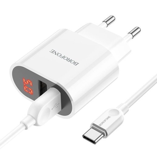 Мережевий зарядний пристрій BOROFONE BA63A Single port + кабель USB - Type-C