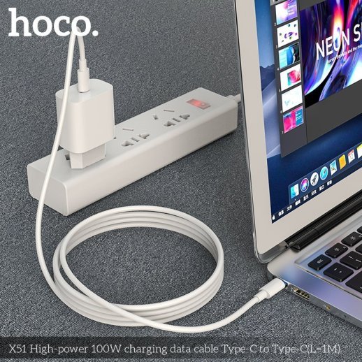 USB-C кабель HOCO X51 Type-C - Type-C 100W 1 метр, білий