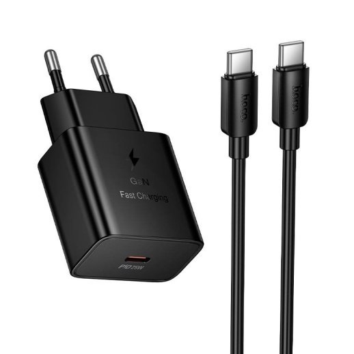 Зарядное устройство HOCO N76 PD Type-C 25W + кабель TYPE-C - TYPE-C, чёрный