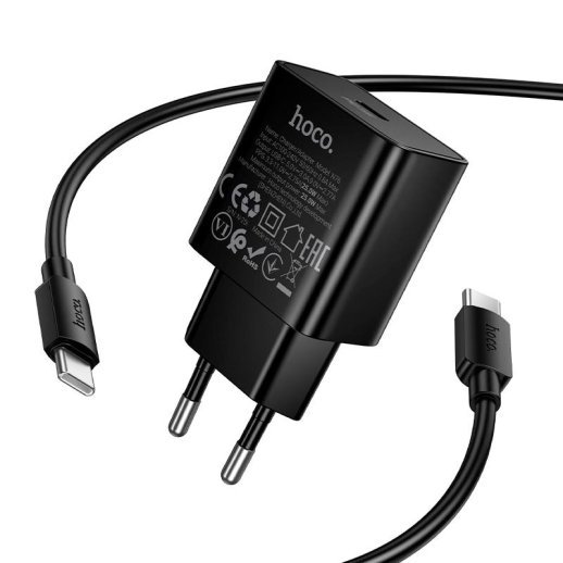 Зарядное устройство HOCO N76 PD Type-C 25W + кабель TYPE-C - TYPE-C, чёрный