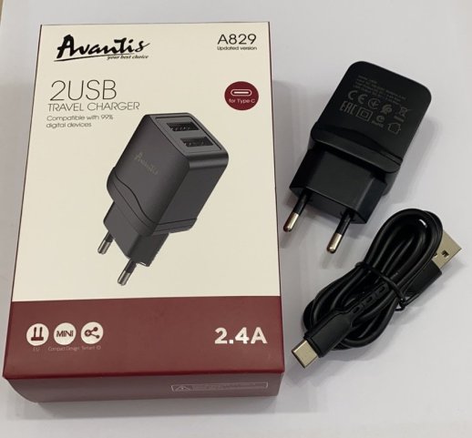 Мережевий Зарядний Пристрій Avantis A829 2USB Type-C White