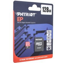 microSDXC (UHS-1 U3) Patriot EP Series 128Gb class 10 V30 (R-100MB/s, W-80MB/s) (adapter SD)