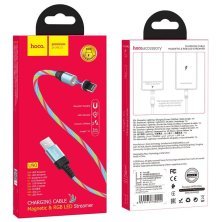 USB кабель HOCO U90 магнiтний USB - Lightning 1M, блакитний