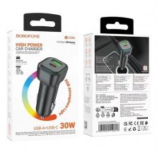 Автомобільний зарядний пристрій BOROFONE BZ28A PD 30W TYPE-C + USB QC3.0, чорний