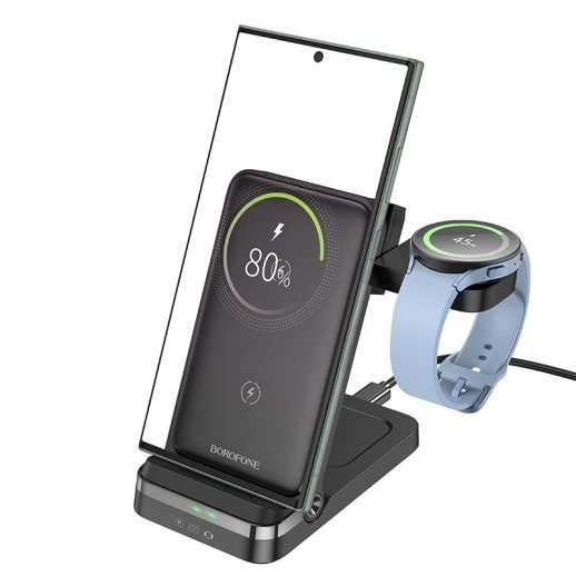 Бездротовий зарядний пристрій BOROFONE BQ33 3в1 (для телефону, годинника та навушників) з TYPE-C роз'ємом