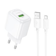 Мережевий зарядний пристрій HOCO CS52A USB QC 3.0 + кабель USB - MICRO, білий