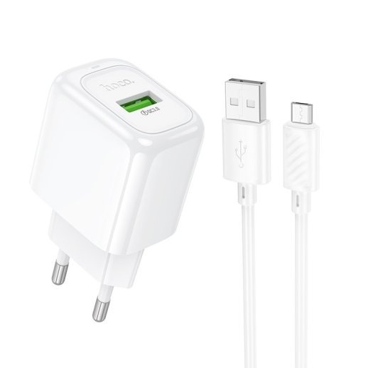 Мережевий зарядний пристрій HOCO CS52A USB QC 3.0 + кабель USB - MICRO, білий
