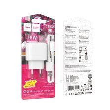 Мережевий зарядний пристрій HOCO CS52A USB QC 3.0 + кабель USB - MICRO, білий