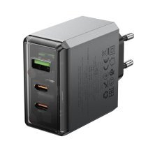 Мережевий зарядний пристрій BOROFONE BN22 Lena PD 65W (2×USB-C + USB-A) + кабель Type-C - Type-C, EU