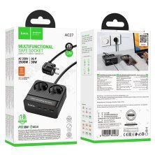 Сетевой удлинитель Hoco AC27 PD30W (1USB/2Type-C/2xSocket) 2м (черный)
