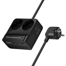 Сетевой удлинитель Hoco AC27 PD30W (1USB/2Type-C/2xSocket) 2м (черный)