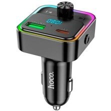 FM трансмітер HOCO E81 Bluetooth з швидкою зарядкою USB-C PD 30W + 1USB QC3.0 18W з гучним зв'язком ЧОРНИЙ