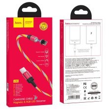 USB кабель HOCO U90 магнiтний USB - Lightning 1M, червоний