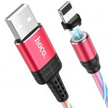 USB кабель HOCO U90 магнiтний USB - Lightning 1M, червоний