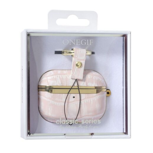 Чехол Onegif Leather Croco для AirPods Pro Pink