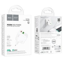 Мережевий зарядний пристрій HOCO C111A TYPE-C PD 30W + QC3.0, БІЛИЙ