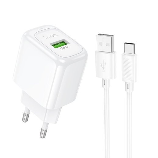 Мережевий зарядний пристрій HOCO CS52A USB QC 3.0 + кабель USB - TYPE-C, білий