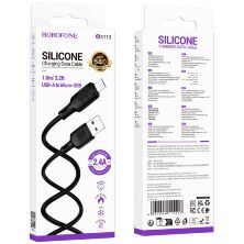 USB кабель BOROFONE BX113 USB - micro SILICONE, 2.4A, 1 метр, чорний