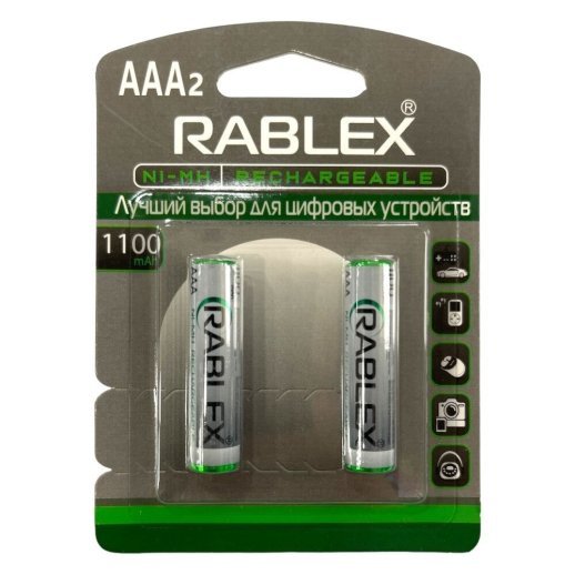 Акумулятор AAA RABLEX 1100 HR03 1100mAh RECHARGEABLE БЛИСТЕР 2 ШТ.