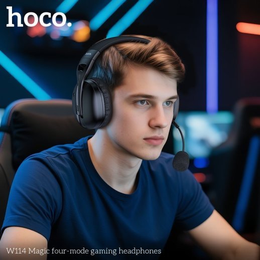 Бездротові навушники ігрові HOCO W114 Magic four-mode, чорний