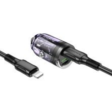 Автомобільний зарядний пристрій BOROFONE BZ29A PD 36W TYPE-C / USB QC3.0 + кабель TYPE-C - LIGHTNING, фіолетовий